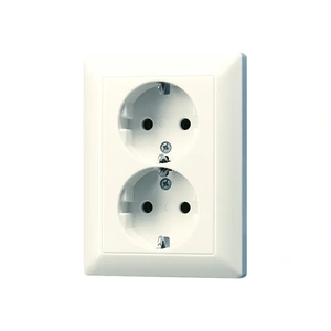 Изображение Розетка двойная с заземлением литая Eco Profi Deco слоновая кость AS5020U Jung