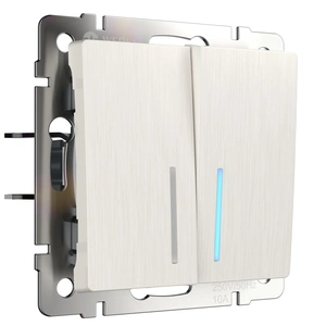 Изображение Выключатель двухклавишный с подсветкой (перламутровый рифленый) W1120113