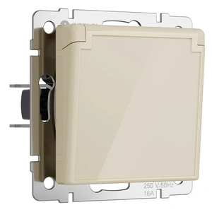 Изображение W1171243/ Розетка влагозащ. с зазем. с защит. крышкой и шторками (айвори акрил) W1171243