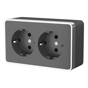 Изображение Розетка двойная с заземлением Gallant (графит рифленый) W5072104