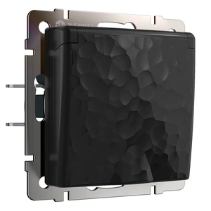 Изображение Розетка влагозащ. с зазем. с защит. крышкой и шторками (черный) W1271208