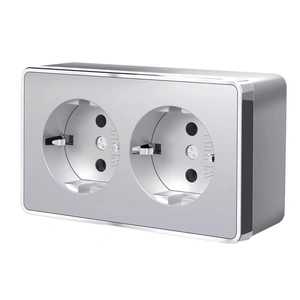 Изображение Розетка двойная с заземлением Gallant (серебряный) W5072106