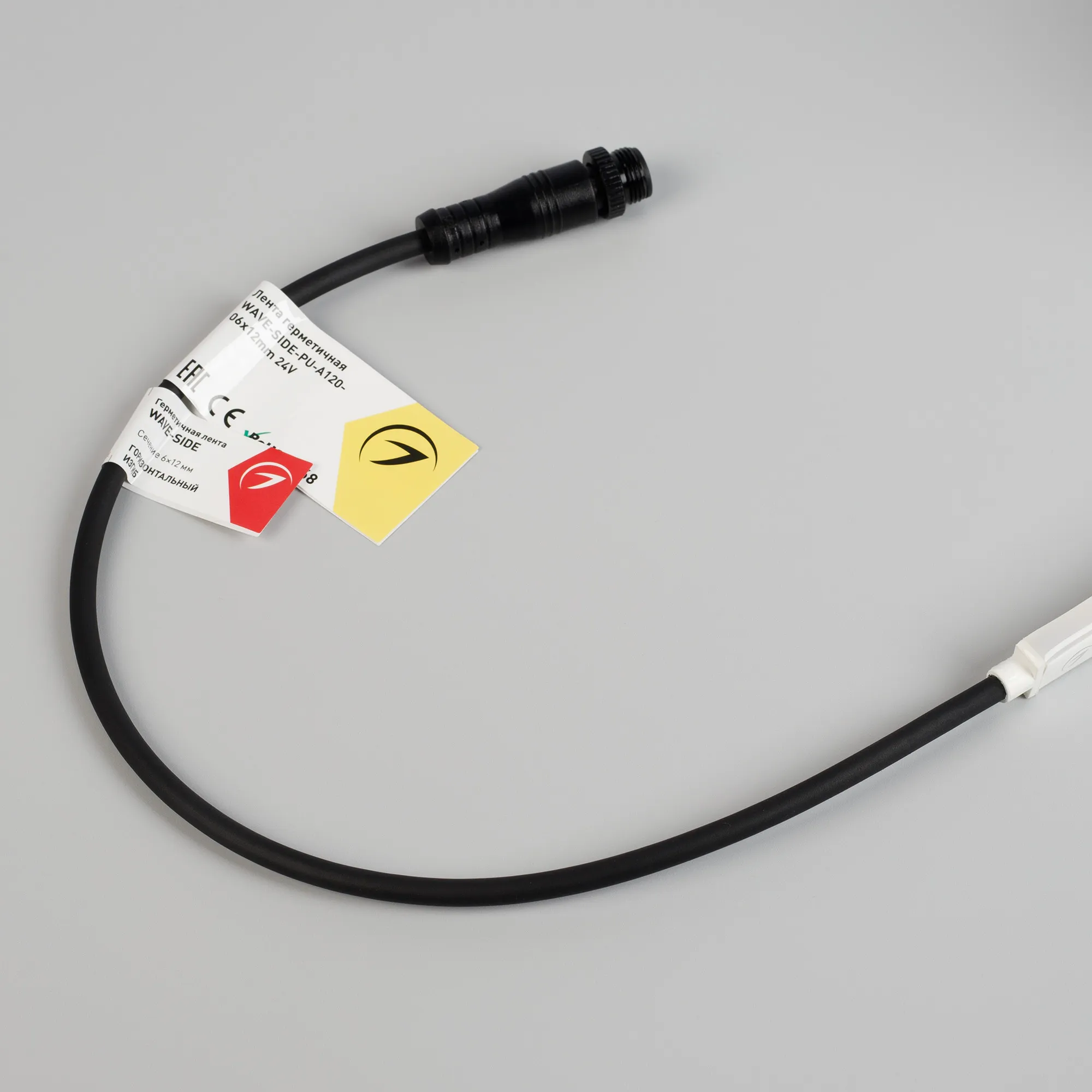 Лента герметичная WAVE-SIDE-PU-A120-06x12mm 24V Warm3000 (8 W/m, IP68, 1m, wire x1) (Arlight, Вывод боковой, 3 года)