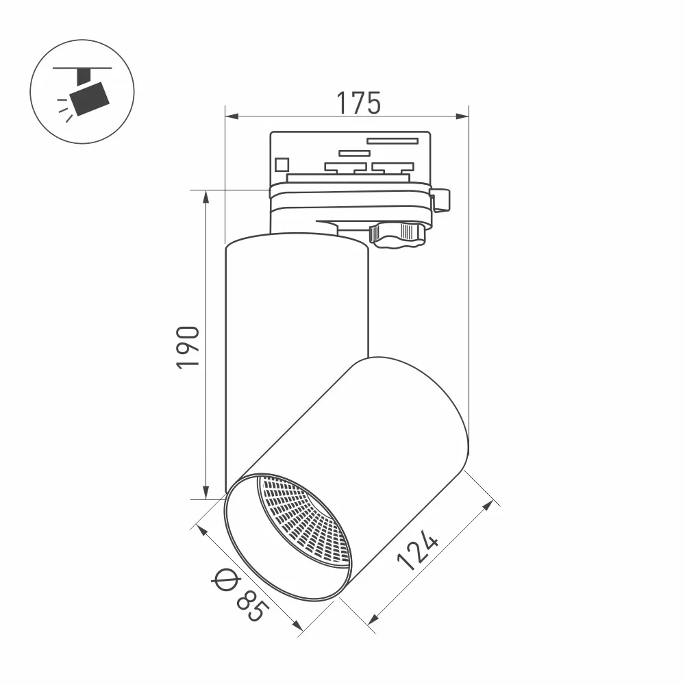 Светильник SP-POLO-TRACK-TURN-R85-15W White5000 (WH-BK, 40 deg) (Arlight, IP20 Металл, 3 года)