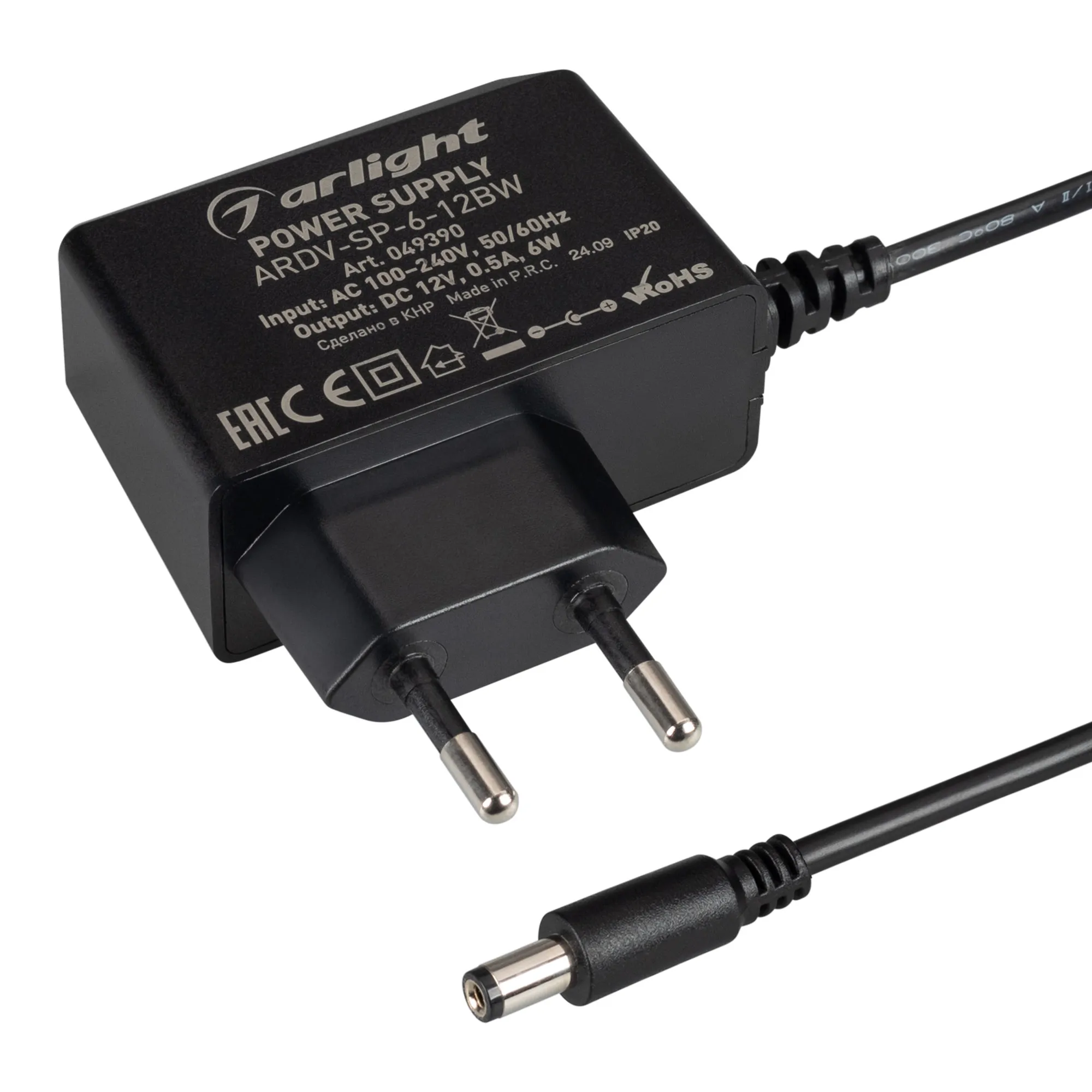Блок питания ARDV-SP-6-12BW (12V, 0.5A, 6W) (Arlight, Адаптер, 5 лет) - Изображение