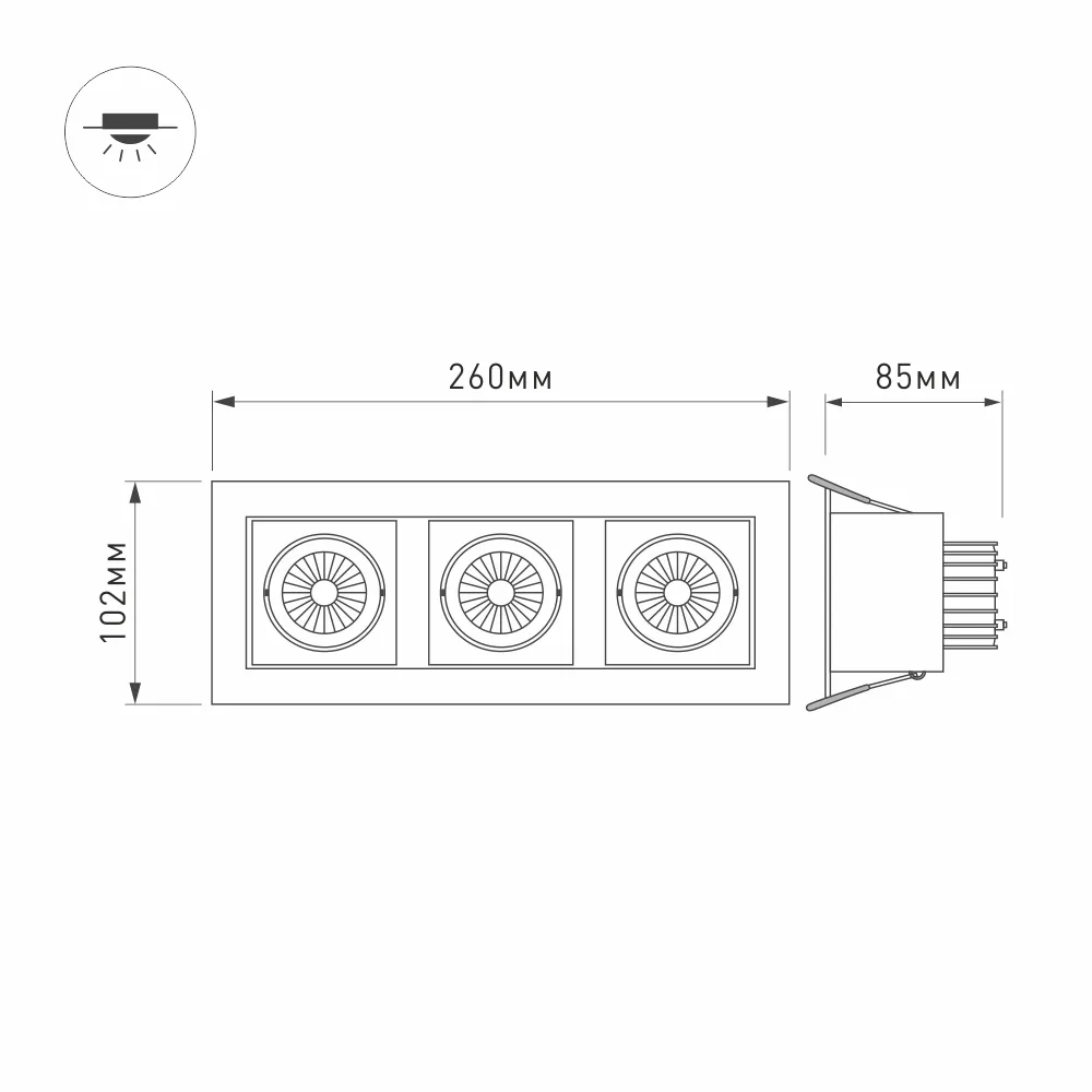 Светильник CL-KARDAN-S260x102-3x9W White (WH, 38 deg) (Arlight, IP20 Металл, 3 года) - Изображение